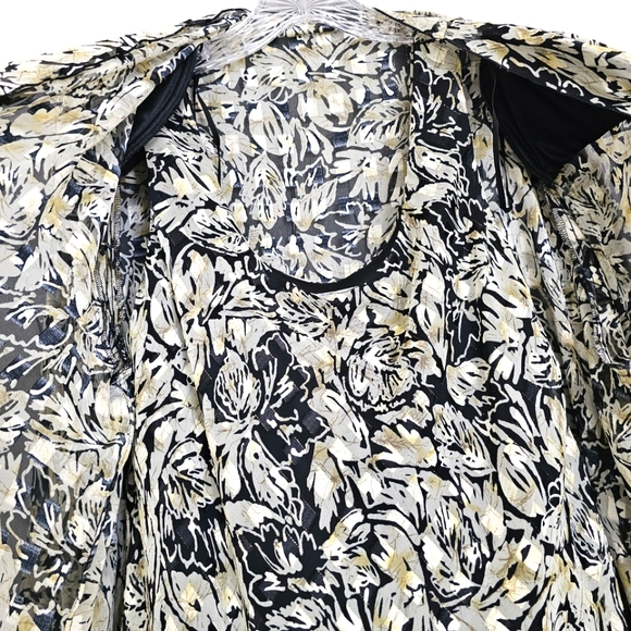 Nwt Saks Fifth Ave. Cattiva   Blk/Tan/Gold Floral Chiffon  Dress/Jacket  2pc Set - Picture 9 of 17